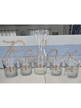 Harley Davidson Open Bar & Shield Decanter Set w/ 4 Glasses